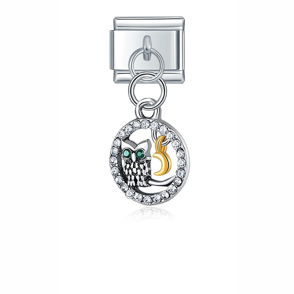 DIAMOND OWL & MOON | İtalyan Charm | CHARMIE