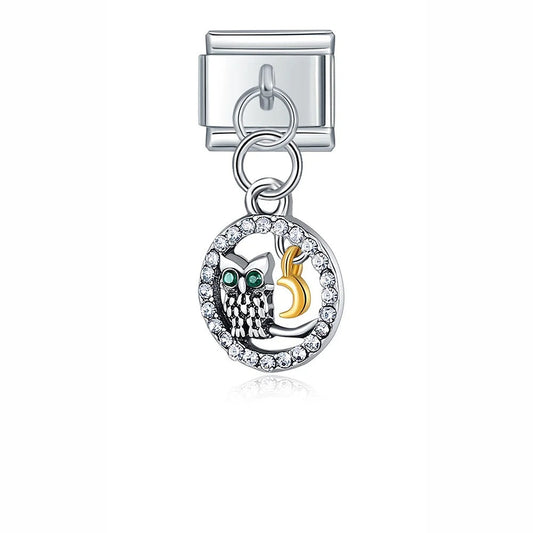 DIAMOND OWL & MOON | İtalyan Charm | CHARMIE